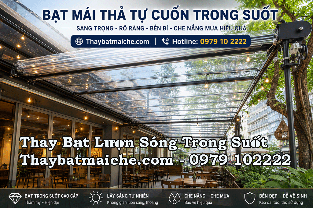 Thay bạt mái che lượn sóng xếp lùa